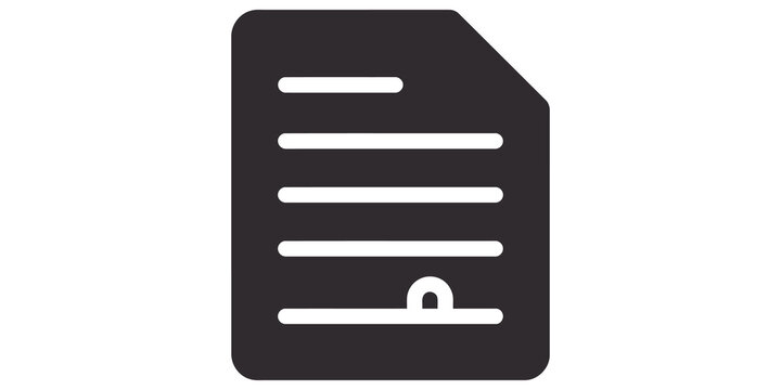 Minimalist document icon with black text lines on transparent layer.