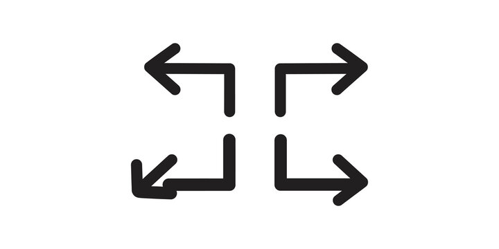 Black full screen arrows vector illustration for user interface.