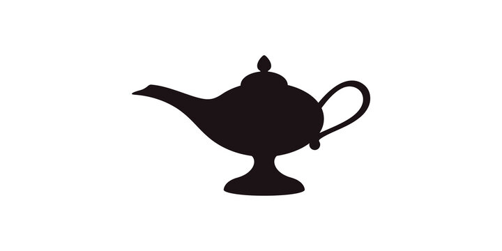 Black aladdin magic lamp icon vector illustration mystery wish.