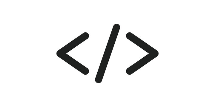 Angle brackets symbol for code and programming concept black.