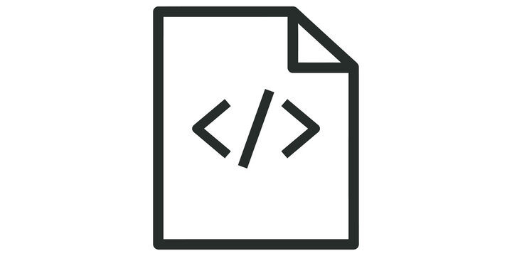 Code brackets symbol in document page for programming concept.