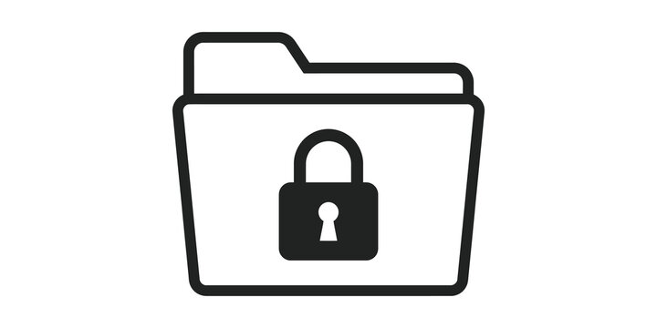 Secure digital file folder icon with padlock for data protection app.