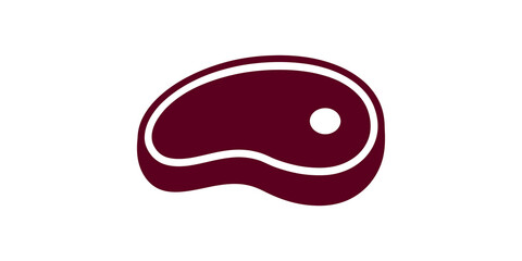 Dark maroon steak meat icon for restaurant menu or grocery marketing. © 扁平化图标 