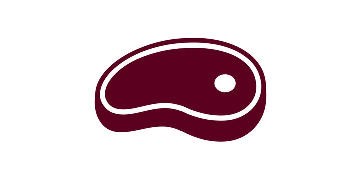 Dark maroon steak meat icon for restaurant menu or grocery marketing.