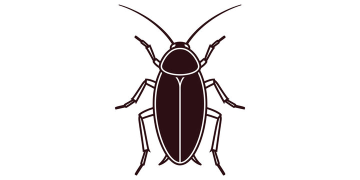 Outline dark brown cockroach insect top view pest control design element.
