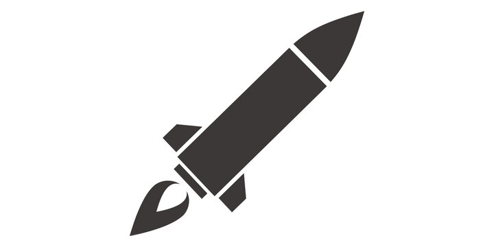 Dark grey rocket icon design featuring sharp wing elements for military.