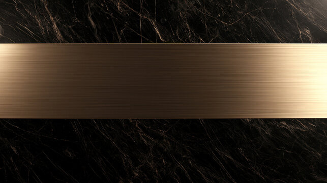 Luxury Black Marble Background with Brushed Gold Metallic Banner