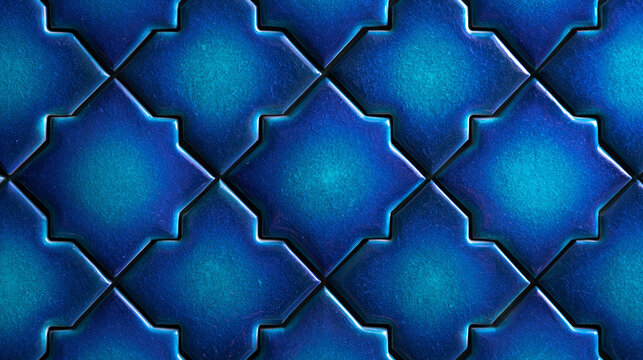 Blue Moroccan Ceramic Tile Pattern Background