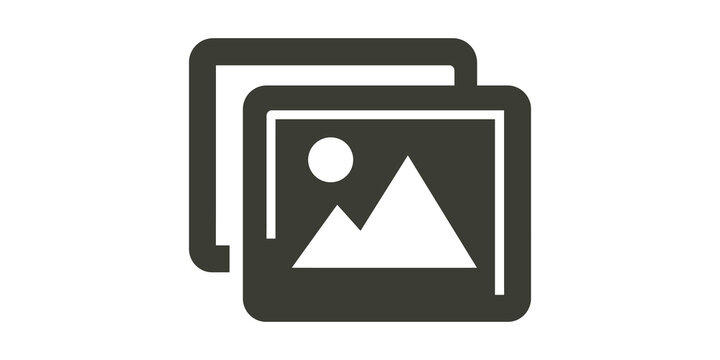 Photo gallery icon showing overlapping frames with landscape scenery.