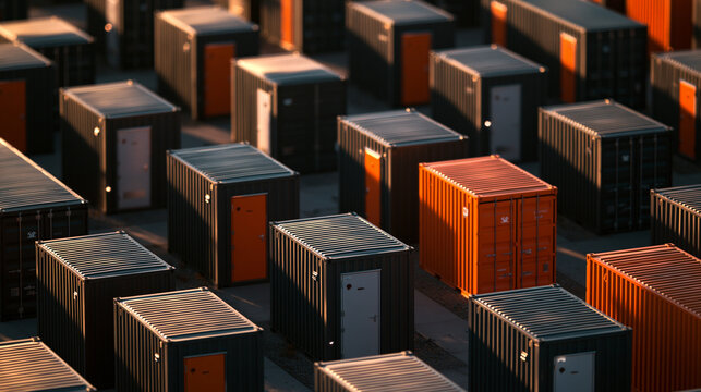 Orange Shipping Container Standing Out Among Modular Units