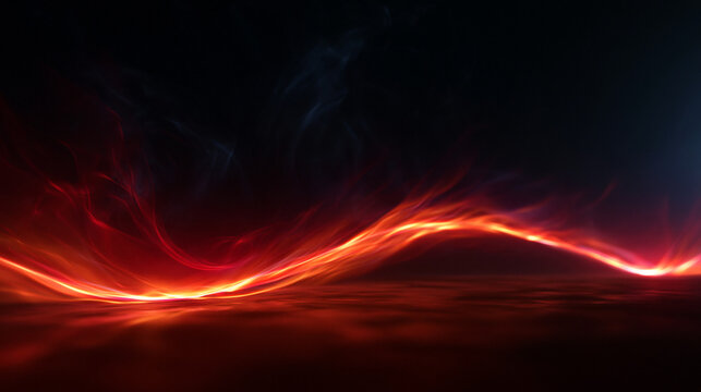 Abstract Glowing Red Energy Wave on Dark Background