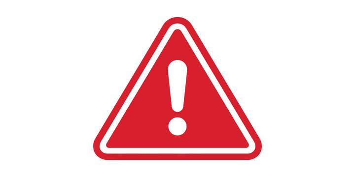 Red exclamation warning sign triangle for safety alert caution notification.