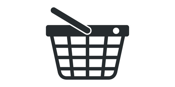 Shopping basket icon dark grey graphic for retail web ui design projects.