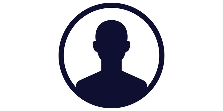 User profile icon dark blue circle avatar for social media account entry.