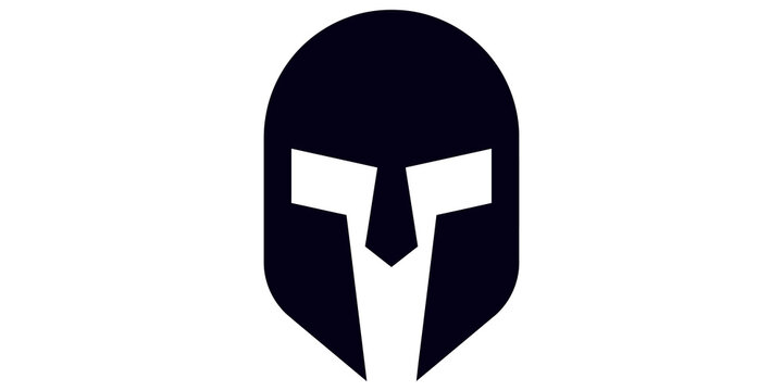 Spartan helmet icon in dark blue for strength and warrior concepts.