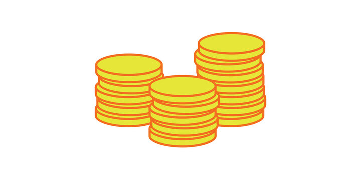 Stacked gold coins with orange border for gambling and money gaming.