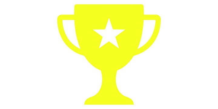 Yellow trophy cup icon featuring star emblem for success achievement.