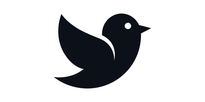 Minimalist black bird flying symbol for social media branding identity.