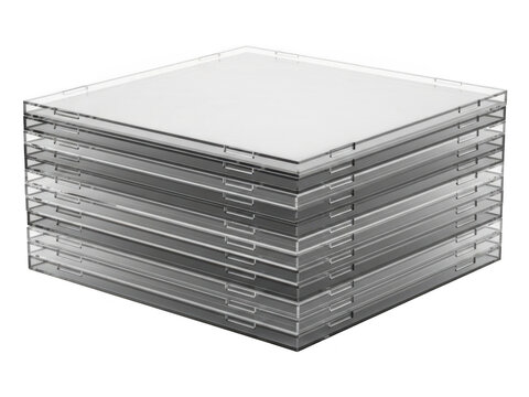 Stack of square paper sheets isolated on white background