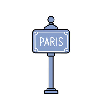 Vintage Paris street sign pole blue direction frame PNG illustration