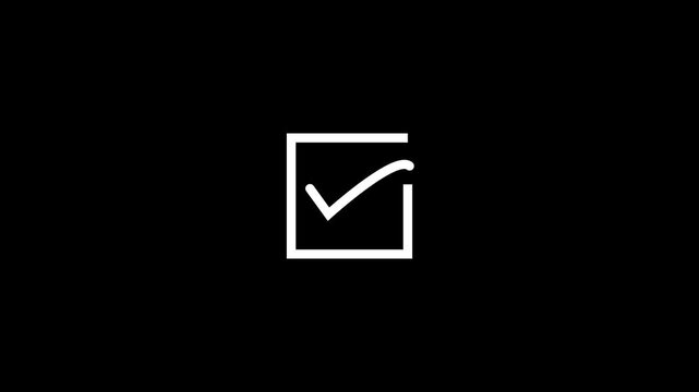 Empty square transitions to checked box on black background