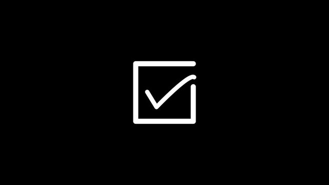 Empty checkbox transforms into checked box on black background