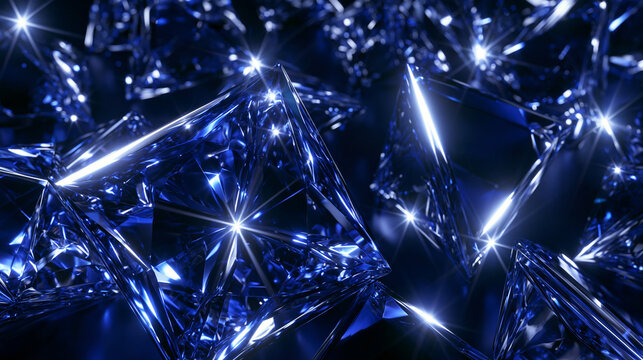 Shining Blue Sapphire Gemstones with Brilliant Light Reflections