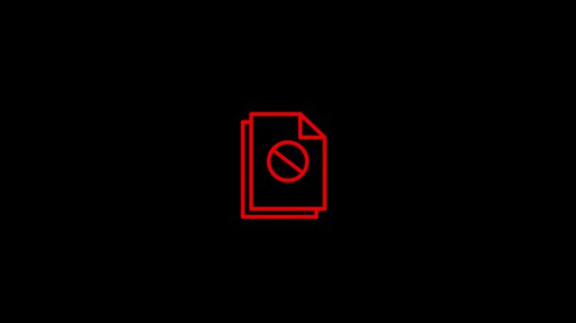 Red forbidden document icon appearing on black background for digital error notification or security warning.