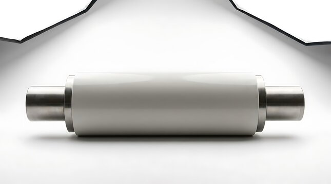 Industrial anilox roller with metallic shafts for flexographic printing press on white surface