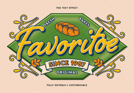 Vintage Retro Bakery Text Effect