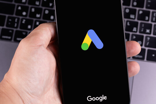 Google Ads logo mobile app on a screen smartphone iPhone. Ads or AdWords is a service of contextual, basically, search advertising from Google. Batumi, Georgia - June 16, 2026