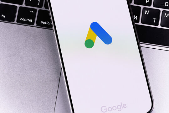 Google Ads logo mobile app on a screen smartphone iPhone closeup. Ads or Ad, AdWords is a service of contextual, basically, search advertising from Google. Batumi, Georgia - June 16, 2026