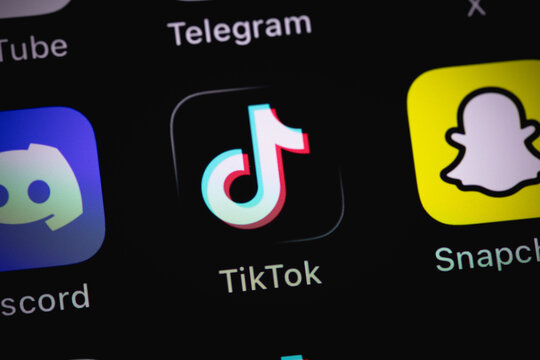 TikTok logo mobile icon app on a screen smartphone iPhone. TikTok is app to create and share videos. Batumi, Georgia - June 15, 2026