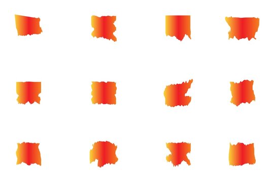 Color gradient heat map of texas state shape isolated on white background