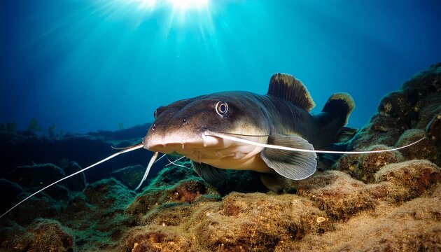 underwater photo of the catfish silurus glanis