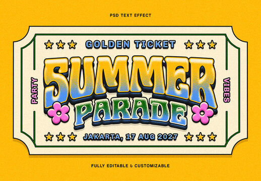 Retro Festival Ticket Text Effect