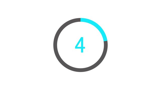 10 second countdown with circle animation, 0 to 10 animation countdown. 4k video