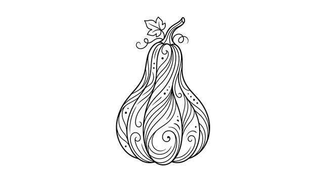 Decorative Gourd Outline Vector Art for Autumn and Fall Designs