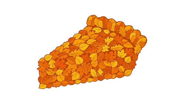 Autumn Leaf Pie Slice Illustration on White Background - Seasonal Concept Art