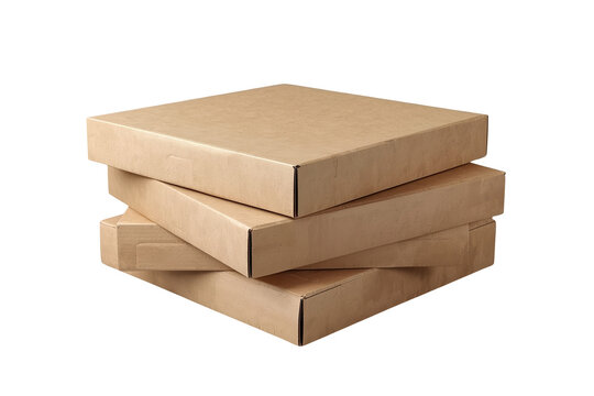 Stack of four plain flat cardboard boxes