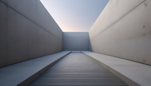 minimalist concrete ramp corridor architectural backplate 3d render