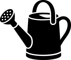 Silhouette of a garden watering can with a sprinkler head for watering plants isolated on transparent background © MstKakoli