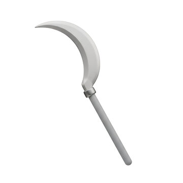 White 3d sickle tool isolated on white background