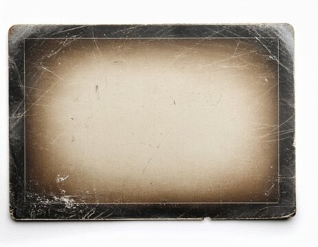 vintage photo frame card with film texture dust and scratches isolated white background