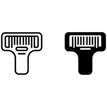Barcode scanner icon set, digital laser reader vector, retail checkout tools Editable Vector