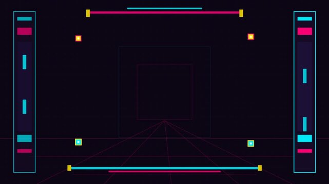 Neon Frame Border Glow Retro Arcade Style.