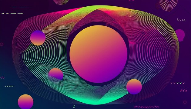 geometric pattern background posters with color gradient shapes and dynamic pattern background modern trendy abstract posters with circles and color gradient overlay on neon glow background