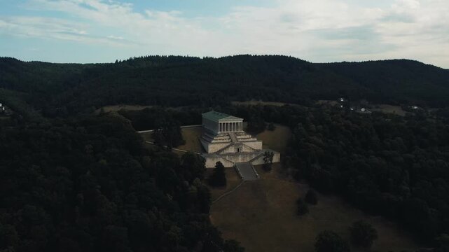 Aerial view of Walhalla memorial in Donaustauf Germany