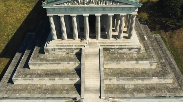 Aerial View of Walhalla Memorial near Regensburg Germany