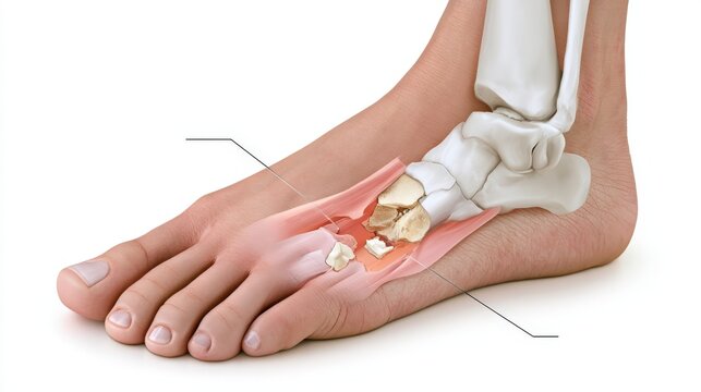 Foot anatomy diagram shows a detailed bone structure